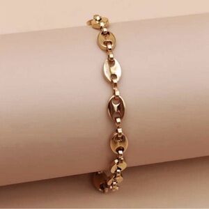 New! Gold Coffee Bean Link Chain Bracelet (3005)